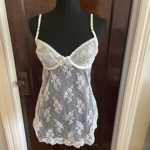 Victoria's Secret I Do White Lace Sheer Lingerie Bustier Womens 34C